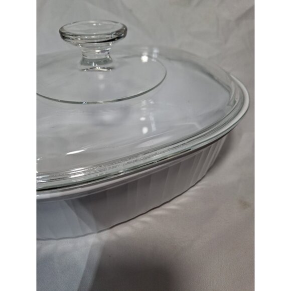 Corning Ware French White F-12-B 1.8 Liter 2 Quart Casserole W/ Lid Ribbed - Picture 3 of 12
